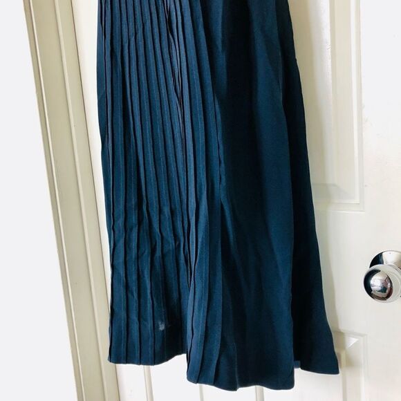 Vintage Eileen Fisher Navy Pleated Silk Midi Tank Dress - Picture 2 of 11